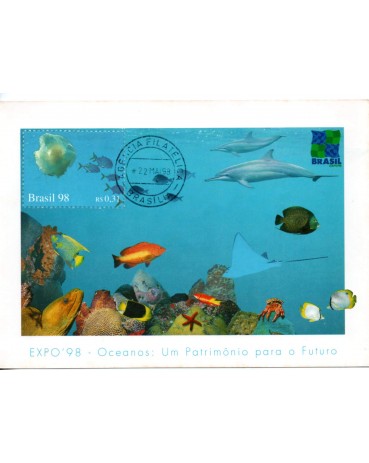1998 Máx.Postais Ano dos Oceanos - Cardume 31.403 Carimbo de Brasília