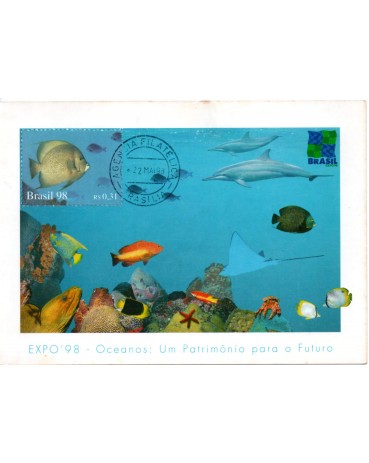1998 Max.Postais Anos dos Oceanos - Peixe Amarelo 31.404 Carimbo de Brasilia