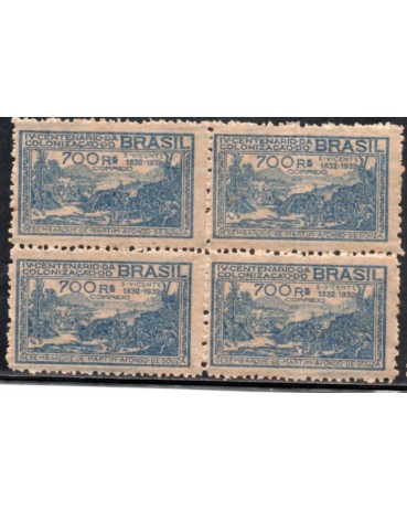 1932 C45 Quadra 4° Centenário da Fundação de São Vicente e da Colonização por Martim Afonso de Souza 31.469 Mint
