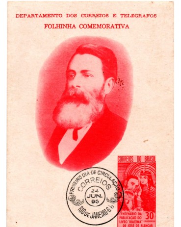 1965 FO- Folhinha Oficial Centenário do Romance "Iracema" José de Alencar - Com carimbo - RJ31.499