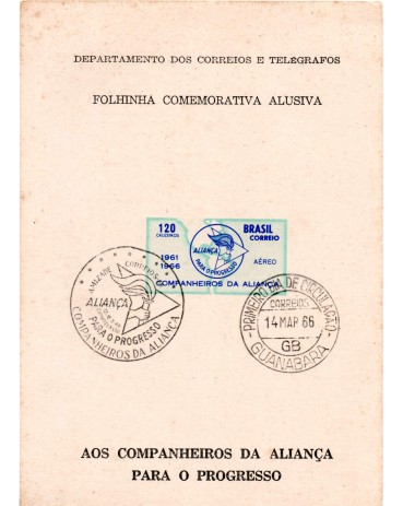 1966 FO- 25 Folhinha Oficial Aliança Para o progresso 31.502 Dois Carimbos