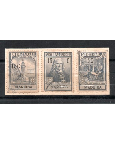 1925 Portugal "Madeira" Série Pombal fixo no fragmento 31.814 carimbado