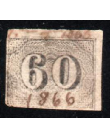 14 Império Vertical Papel Fino 31.886 Carimbado, com numeração feita a mão 1866