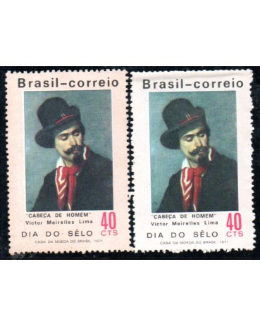 C701 Dia do Selo - Pinturas Brasileiras "Cabeça de Homem"32.080 Mint - Variante Moldura Branca selo da direita