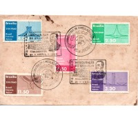1960 Envelope com os 5 selos da série da Inauguração de Brasília com 4 carimbos, sendo 2 com imagem de Juscelino Kubitschek32.209