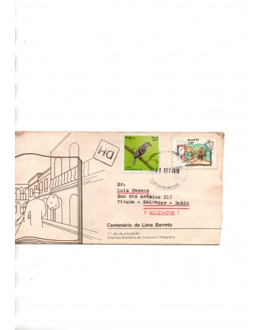 Brasil Fdc 1988 Divulgação das Artes Cênicas, circulado para Salvador 32.216