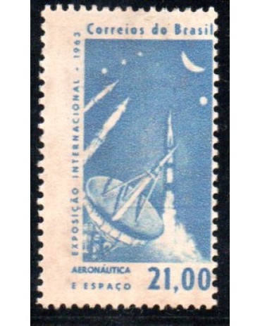 C485 Exposição Internacional Aeronáutica e Espaço - SP 35.539 Tinta azul sobre a palavra espaço e o valor 21,00