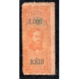 Império do Brazil D. Pedro II - 1.000 réis amarelo 35.547 usado, sem picote