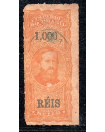 Império do Brazil D. Pedro II - 1.000 réis amarelo 35.547 usado, sem picote