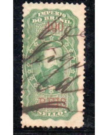 Império do Brazil D. Pedro II Verde 400 réis, usado 35.552 a obliteração poderá ser outra