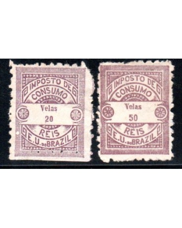 Imposto de Consumo - Velas 35.579, 20 e 50 réis, marron claro