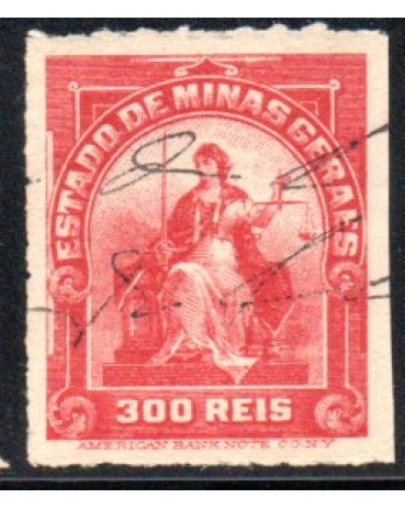 Custas Judiciais 300 réis vermelho claro sem picote 35.602