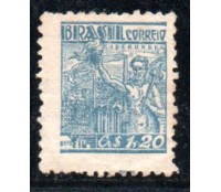 R486  Netinha azul, Siderurgia 1947 Crs 1,20 com traços verde  35.638 sem goma e sem marca de charneira e sem oxidação - novo