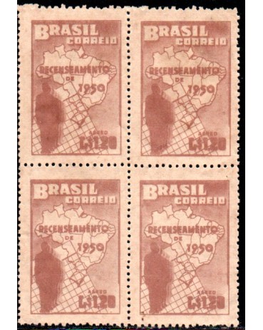 1950 A077 Quadra Aérea 6º Recenseamento geral do Brasil 35.679 nova