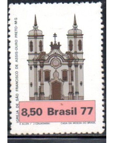 C1026 - 1977 Arquitetura Religiosa no Brasil - Igreja de S.Francisco de Assis - MG 35.687 Mint