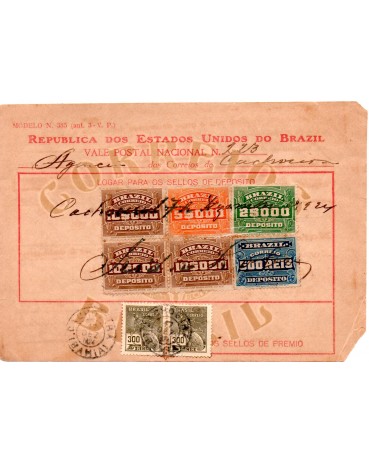 Vale postal 223 de 17/12/1929 cidade de Cachoeira - Bahia 35.703 defeito em dois cantos