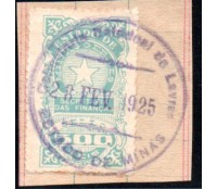 Secretaria das finanças - 500 rés  35.710 - carimbo de 28 de fevereiro de 1925