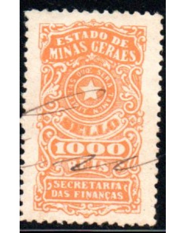 Sectretaria das finanças 1000 réis 35.715 lindo, oblitrado manualmente