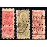 Selos fiscais Thesouro Nacional anos 1927/1928, valores 5.000, 20.000, 50.000 réis 35.733 PERFINS - RARIDADE