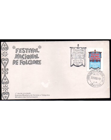 Fdc029/1973 Fesatival Nacional do Folclore 35.797 Carimbo BA -  CBC+ 1º dia
