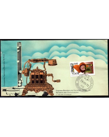 Fdc034/1973 Cinquentenário da CTB-Companhia Telefônica Brasileira 35.798 difícilimo, cotação pelo catálogo R$150,00
