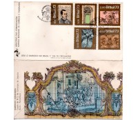 Fdc033/1973 Arte Barroca do Brasil 35.8002 carimbo SP.  No verso Barroco - Azulejaria -  Este fdc é o unico que conheço com essa arte no verso. Tem alguns pontos de óxido, valor pelo catálogo R$300,00