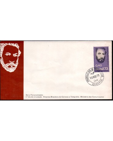 Fdc028/1973 Sesquicentenário do Nascimento de Antônio Gonçalves Dias 35.805 Carimbo BA