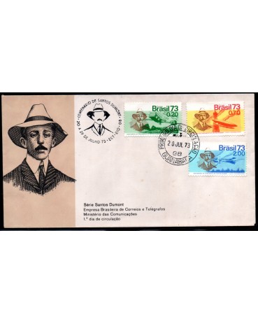 Fdc026/1973 Centenário de Santos Dumont 35.816 CPD GB