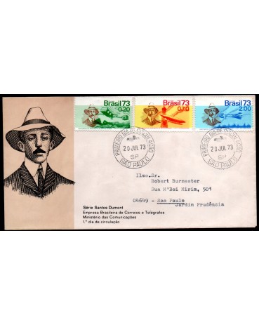 Fdc026B/1973 Centenário de Santos Dumont 35.818 CPD - SP CIRCULADO