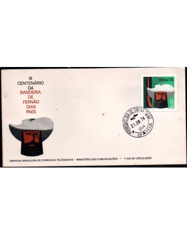 Fdc050/1974 III Centenário da Bandeiras de Fernão Dias Paes 35.841 alguns pontos de oxidação