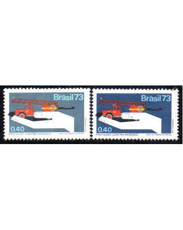 Brasil 19732 C803 Campanha da Proteção Nacional "Carrro de Bombeiros" 35.861 Côr cinza em lugar da cor azul - variedade