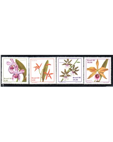 C1162/1165 Orquídeas Brasileiras - Espamer 80 Exposição Filatélica da América e Europa - Madrid, Espanha - 35.862 Mint