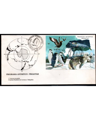 Fdc 493/1990 Bloco 84 Programa Antártico Brasileiro 27.271