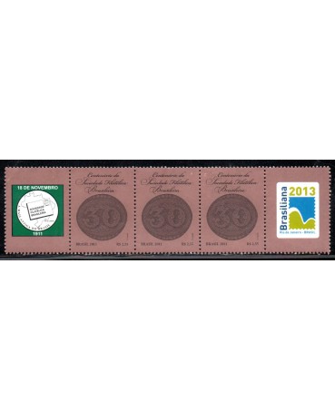 C3154 Centenário da Sociedade Philatíca Brasil - Tora com duas Vinhetas 36.067 Mint