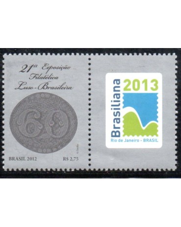 C3220 21ª Exposição Filatélica Luso-Brasileira - Olho-de-Boi 60 Réis com Vinheta 36.074
