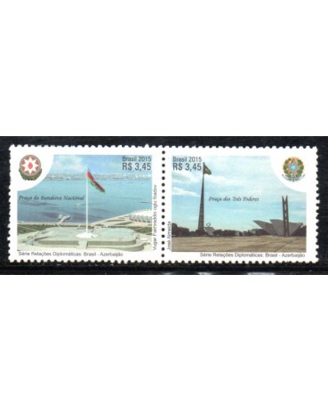 C3458/3457 Se Tenant Relações Diplomáticas - Bandeira Nacional - Azerbaijão 36.113 Mint