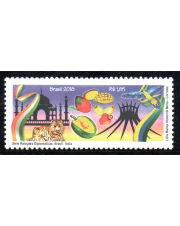 C3757 Relações Diplomáticas Brasil - India - Taj Mahal e Catedral de Brasilia 37.122 Mint