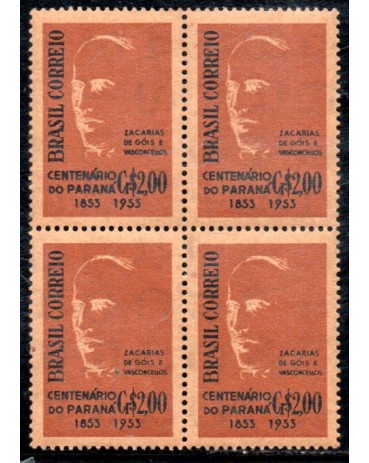1954 C325 Quadra Centenário da Emancipação Política do Paraná - PAPEL PALHA 36.305 Mint
