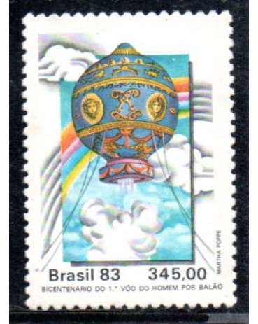 C1370 Bicentenário do 1º Vôo do Homem por Balão - Irmãos Montgolfier, França 36.431 Mint