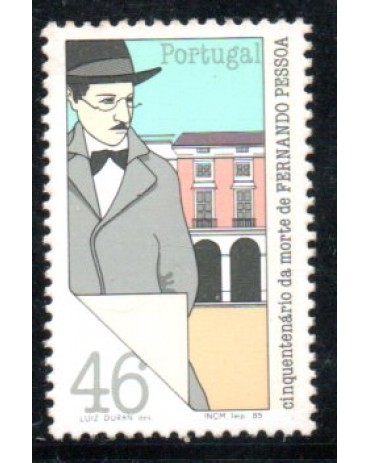 1985 Portugal - Cinquentenário da Morte de Fernando Pessoa 36.643 Novo com Goma
