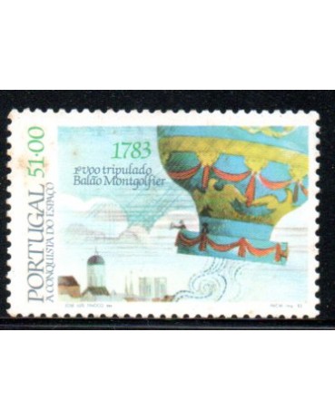 1983 Portugal 1783 1° Vôo Tripulado Balão Montgofer 36.649 Novo com Goma