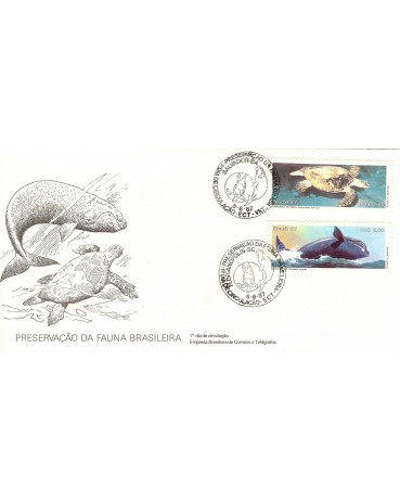BRASIL FDC-421 - PRESERVAÇÃO DA FAUNA BRASILEIRA -5.6.87 - TARTARUGA, CARIMBO DE VÁRIOS ESTADOS   2879