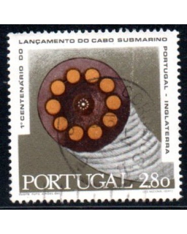 1970 Portugal - 1º Centenário do Lançamento do Cabo Submarino Portugal-Inglaterra  36.737 Carimbado