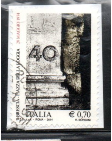 Itália 2014 Brescia - Pça Della36.903 no fragmento carimbado