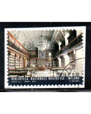 Itália 2014 Biblioteca Nacional Braidense - Milão 36.994 No Fragmento - Carimbado