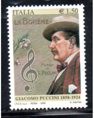Itália 2008 Giacomo Puccini 37.008 Mint sem goma - 1,5 euros