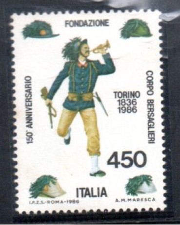 Itália 1986 150 Anos da Fundação do Corpo Bersalieri - Torino 37.010 Mint