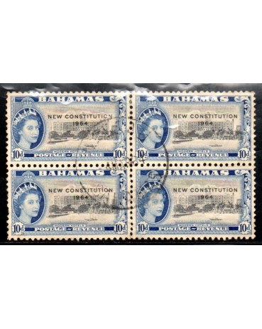 Bahamas 1964 Rainha Elisabeth - Quadra 37.026 Carimbada