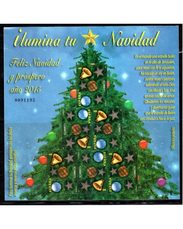 Natal Espanha 2015 Bloco com 6 selos Natal 37.057 Mint