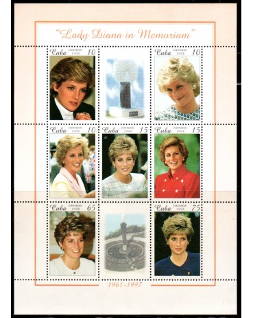 Familia Real Cuba 1998 Bloco Lady Diana in Memoriam 37.058 Mint